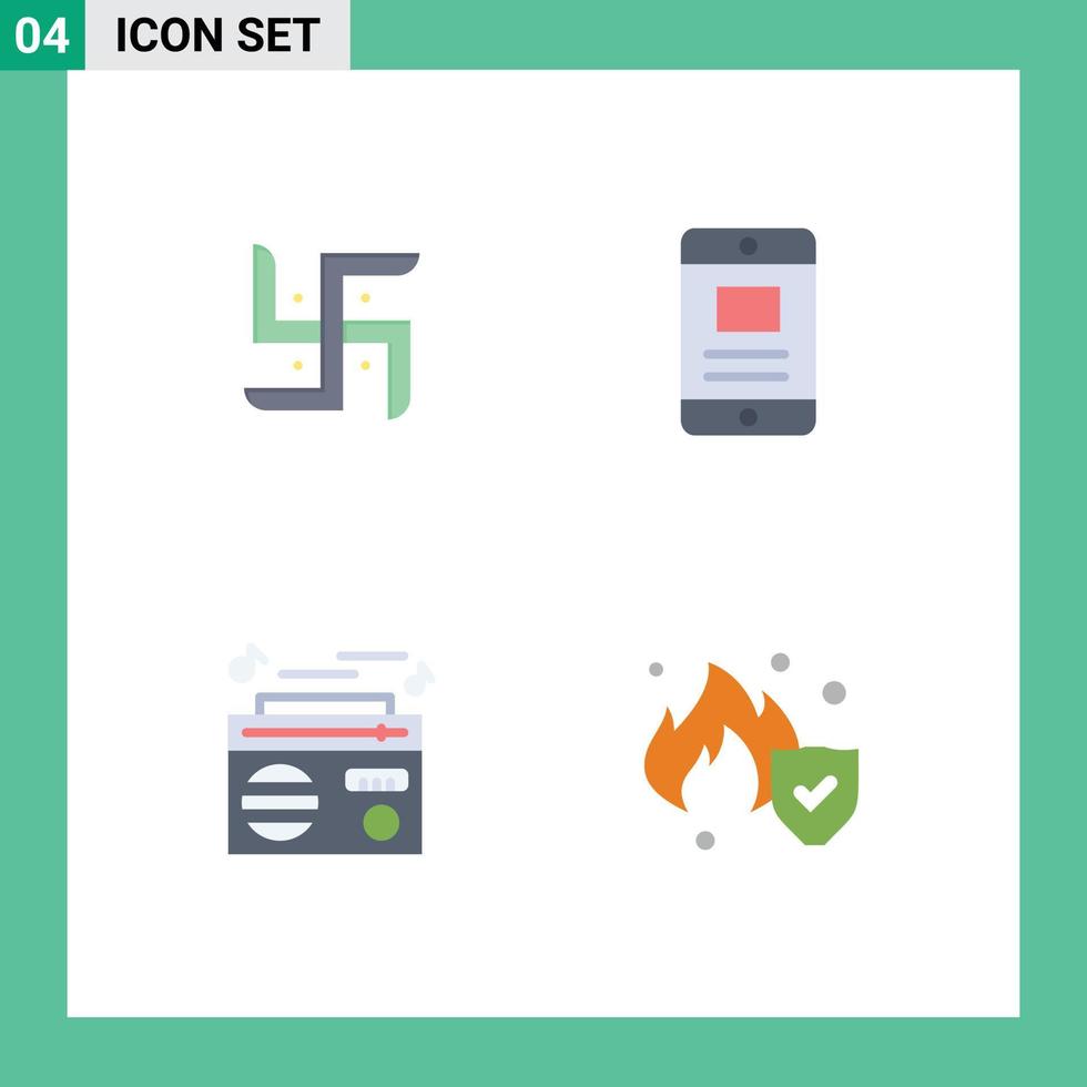 Pack of 4 creative Flat Icons of church music religion online audio Editable Vector Design Elements