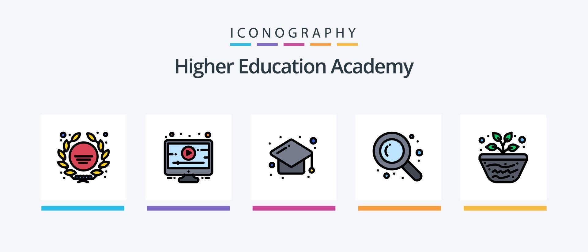 Academy Line Filled 5 Icon Pack Including . learning. search. board. diploma. Creative Icons Design vector