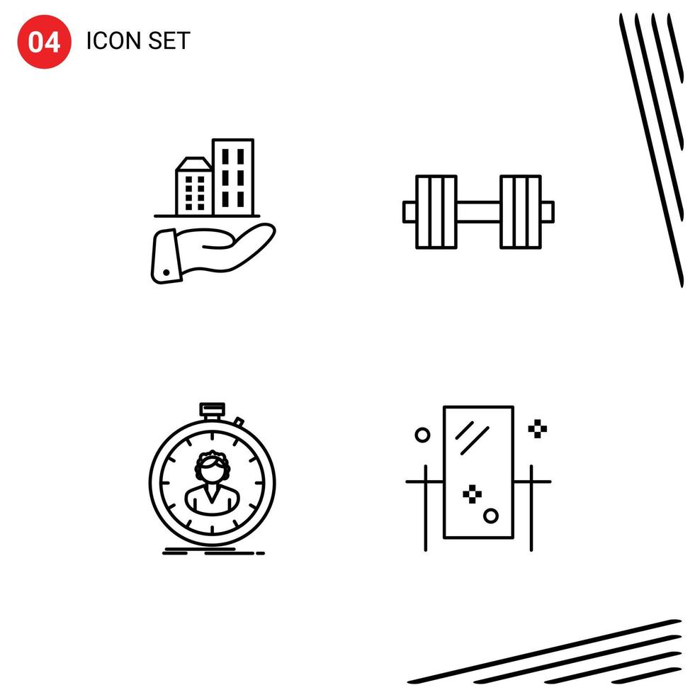 Stock Vector Icon Pack of 4 Line Signs and Symbols for architecture speed sustainable gym timer Editable Vector Design Elements