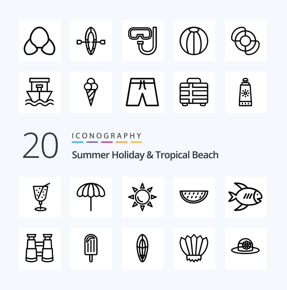 20 Beach Line icon Pack like sea coast beach beach summer vector