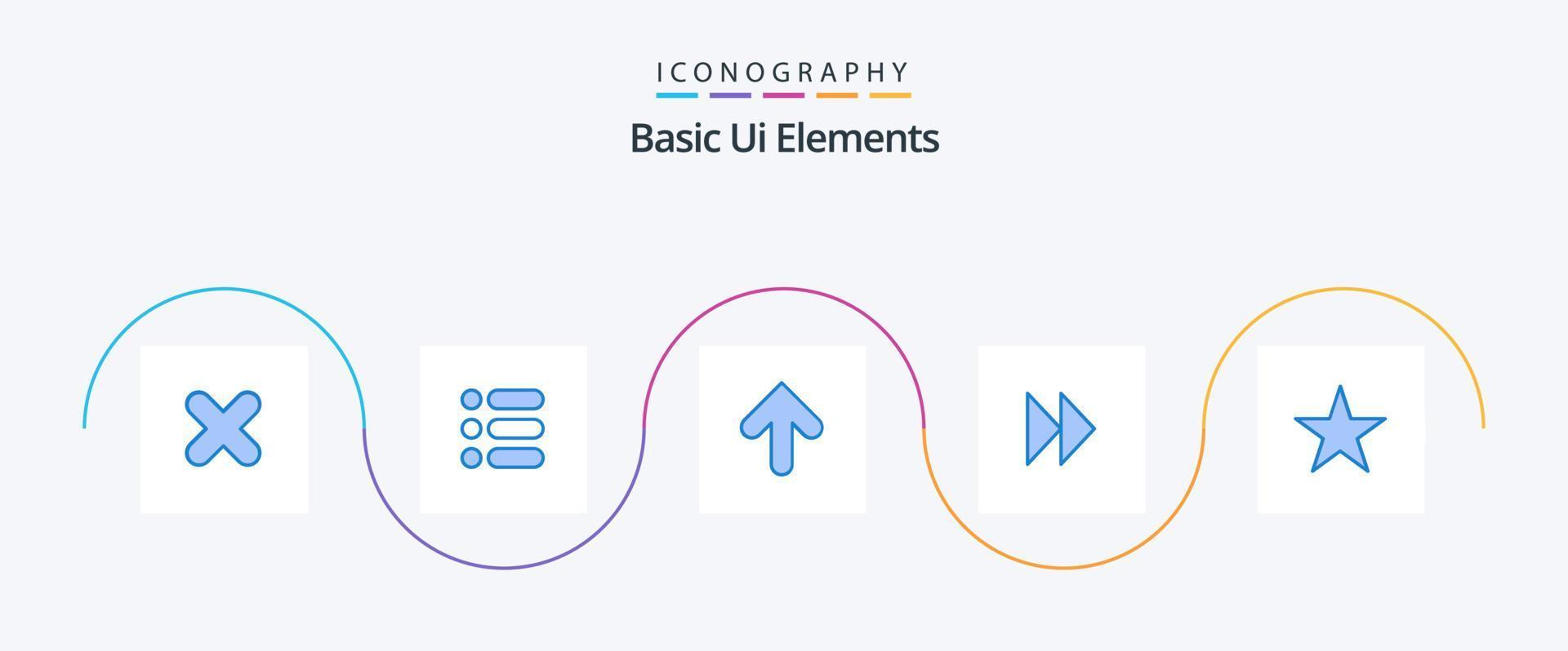 Basic Ui Elements Blue 5 Icon Pack Including star. video. arrow. media. control fast vector