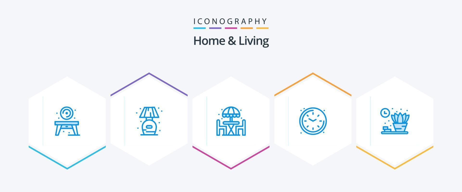 Home And Living 25 Blue icon pack including living. watch. home. time. home vector