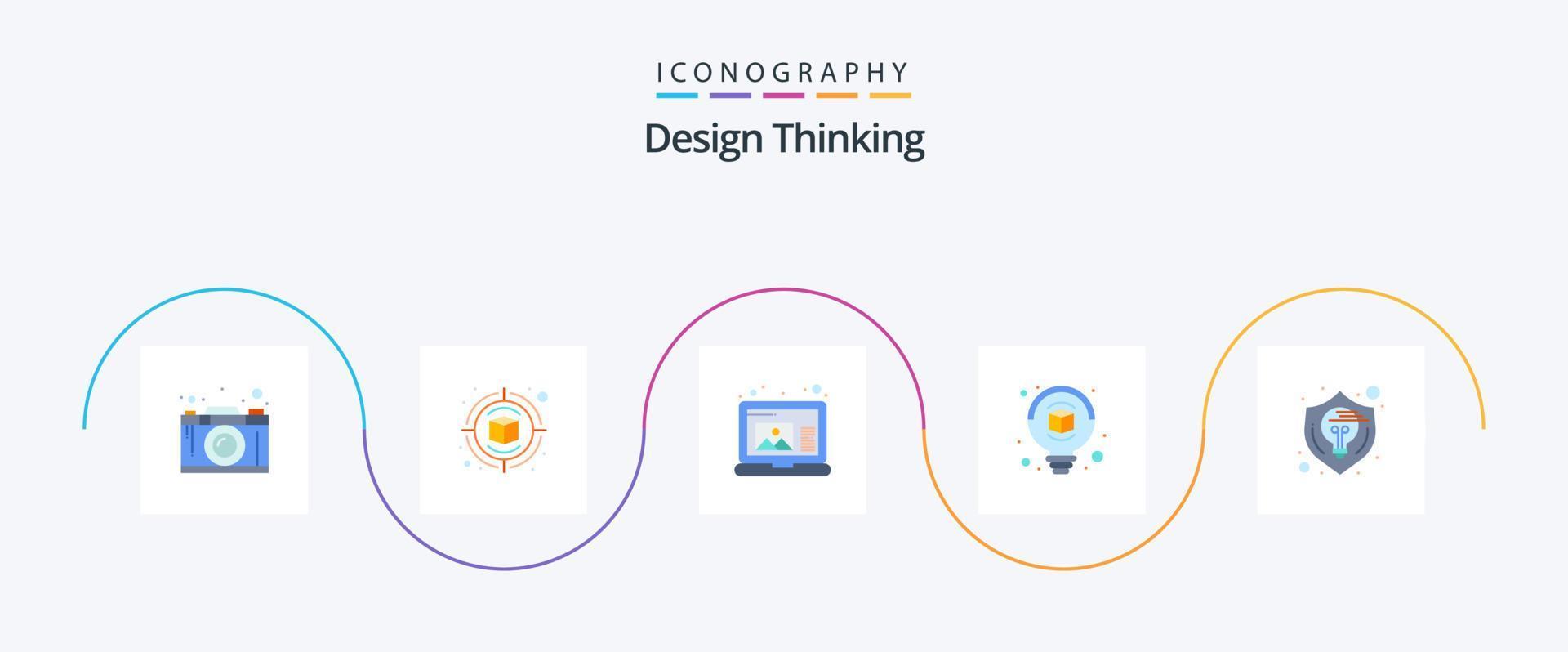 Design Thinking Flat 5 Icon Pack Including idea. creative. thinking. idea. bulb vector