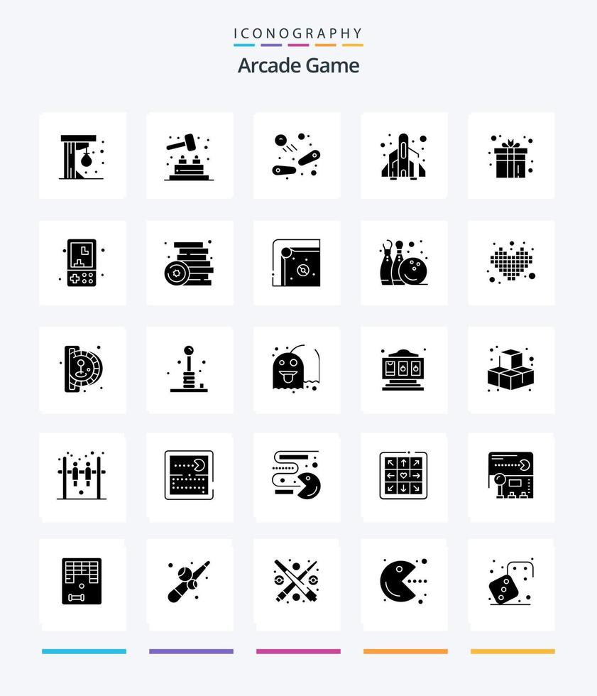 Creative Arcade 25 Glyph Solid Black icon pack  Such As fun. gift. fun. play. fun vector