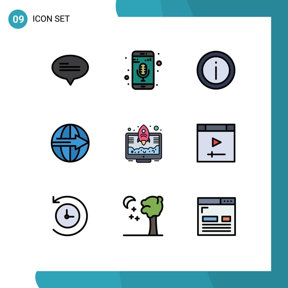 9 Filledline Flat Color concept for Websites Mobile and Apps entrepreneur logistic info export cargo Editable Vector Design Elements