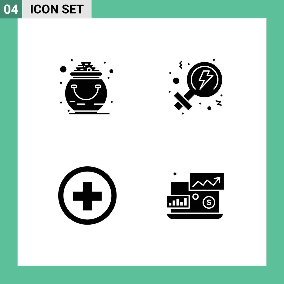 Pack of Modern Solid Glyphs Signs and Symbols for Web Print Media such as fortune medical patrick power sign Editable Vector Design Elements