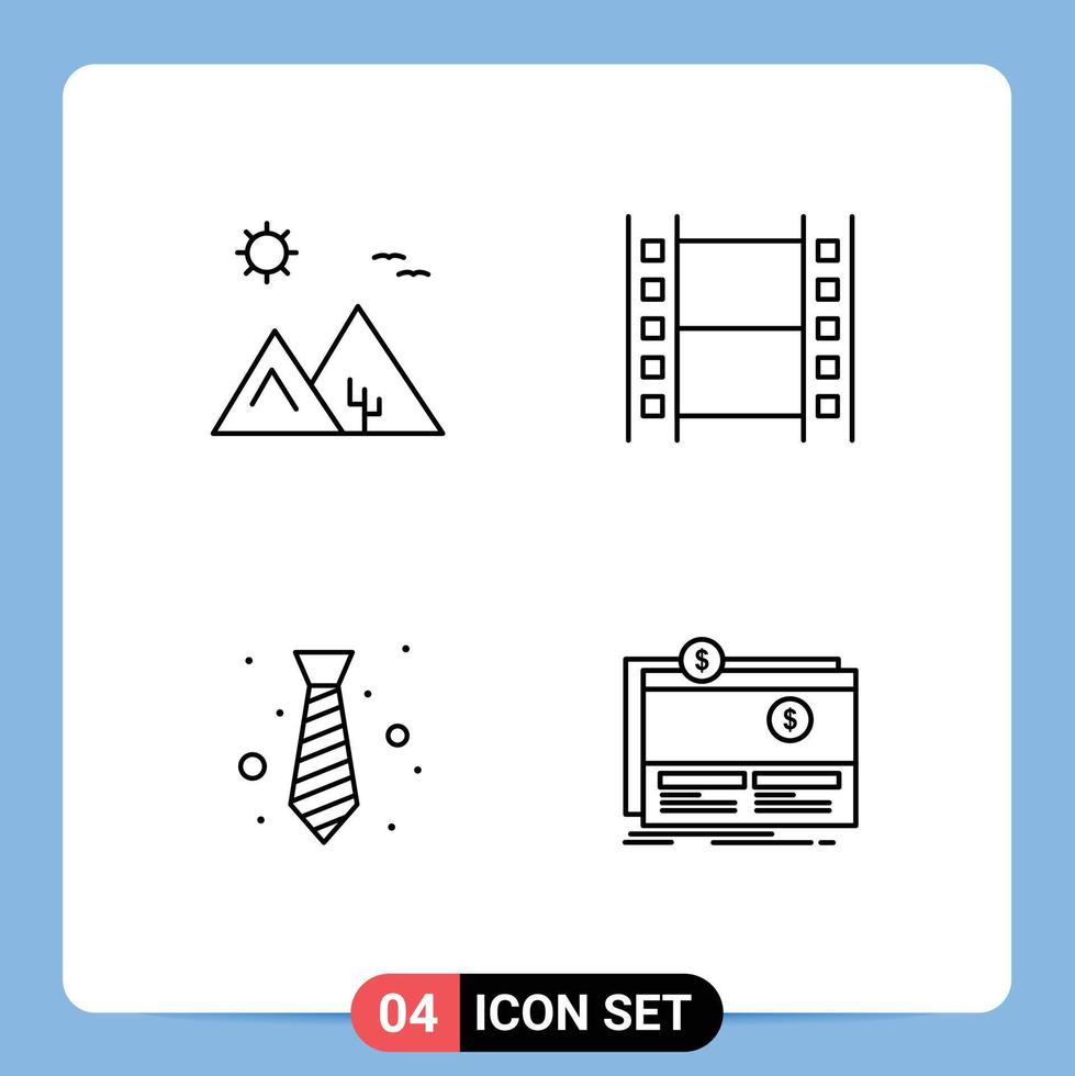 4 Creative Icons Modern Signs and Symbols of arabia dress egypt media wear Editable Vector Design Elements