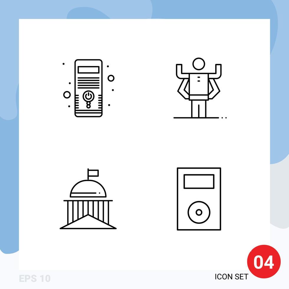 moderno conjunto de 4 4 línea de relleno plano colores y símbolos tal como computadora bandera sistema Tarea múltiple Irlanda editable vector diseño elementos