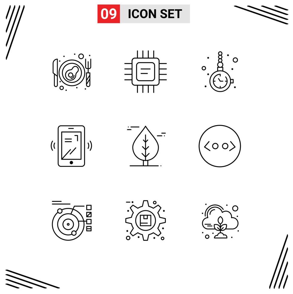 Universal Icon Symbols Group of 9 Modern Outlines of plant leaf accessory layout mobile Editable Vector Design Elements