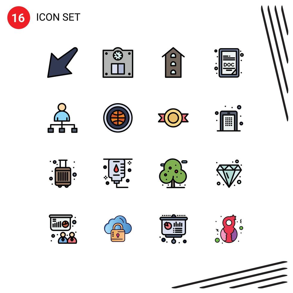 valores vector icono paquete de dieciséis línea señales y símbolos para compartir cine tienda frente usuario Doc extensión editable creativo vector diseño elementos
