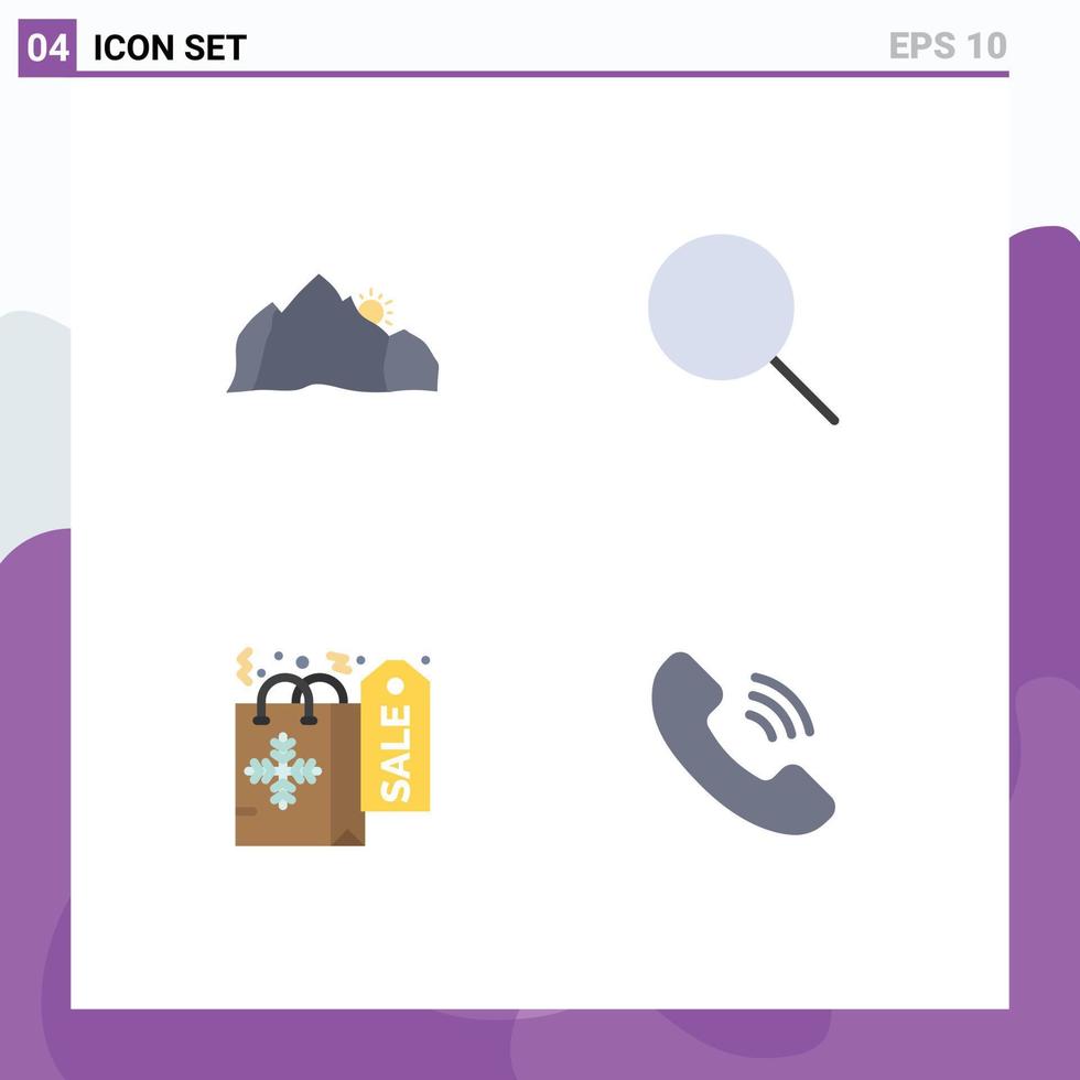 Pictogram Set of 4 Simple Flat Icons of hill christmas mountain research xmas Editable Vector Design Elements