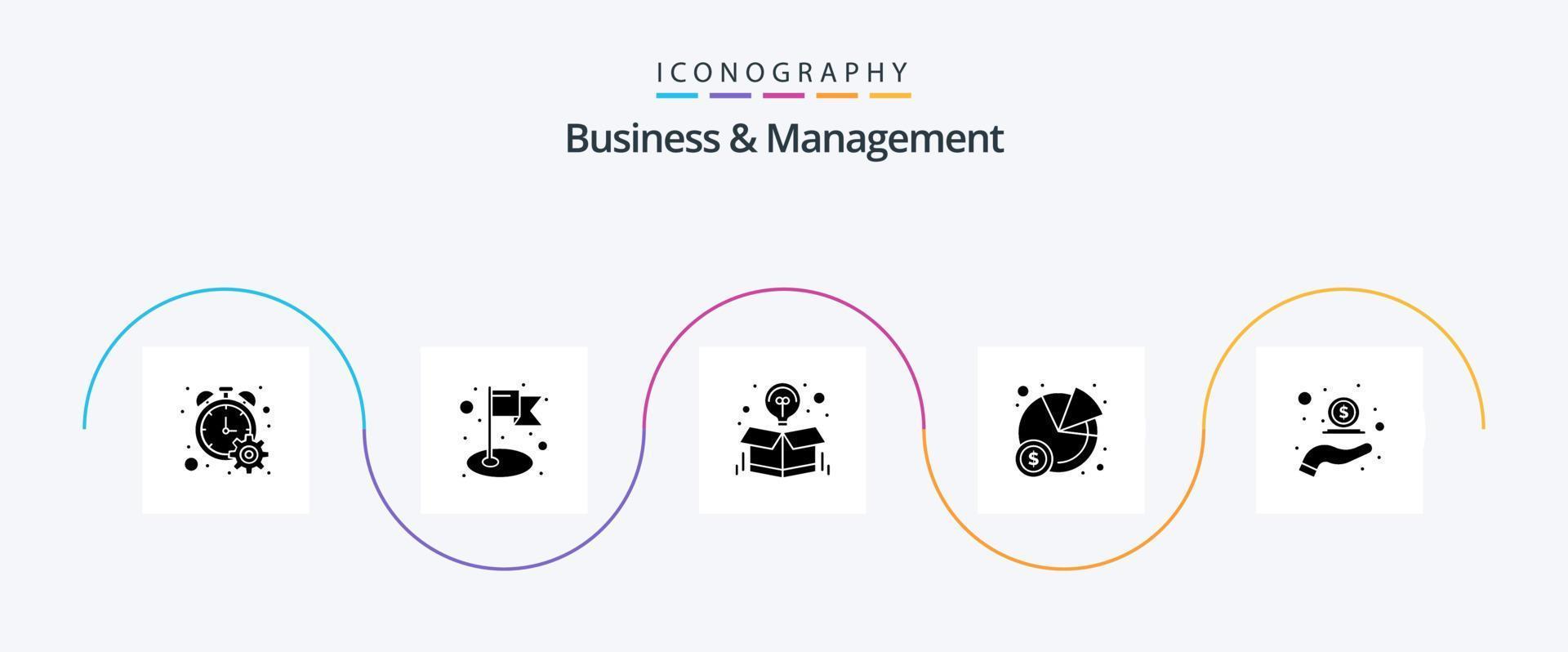 Business And Management Glyph 5 Icon Pack Including hand. cash. creative. statistics. chart vector