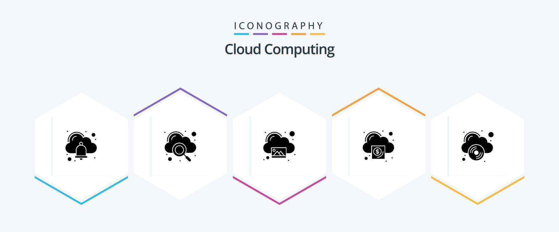 Cloud Computing 25 Glyph icon pack including compact disk. image. money. business vector