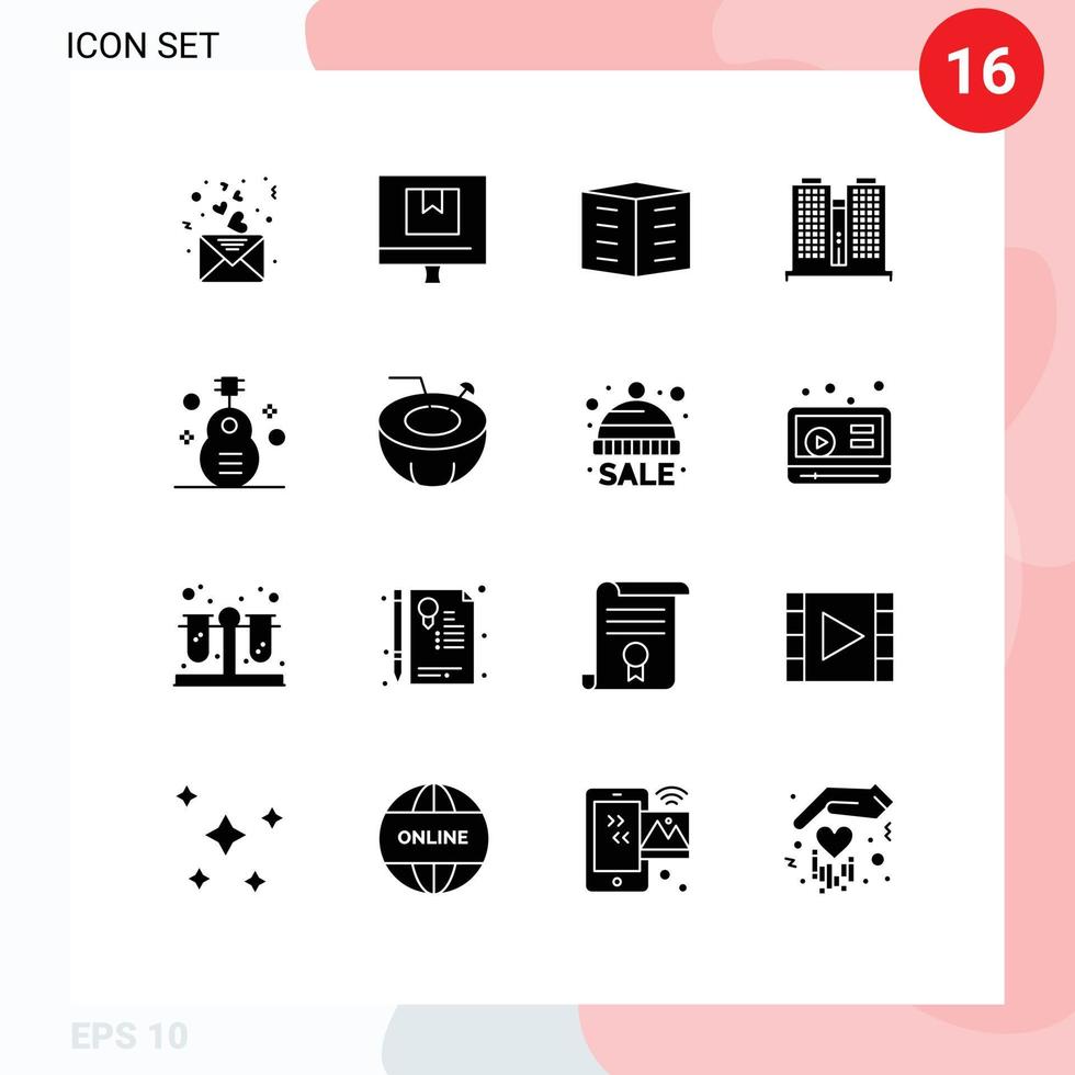 Stock Vector Icon Pack of 16 Line Signs and Symbols for work office online building housing society Editable Vector Design Elements