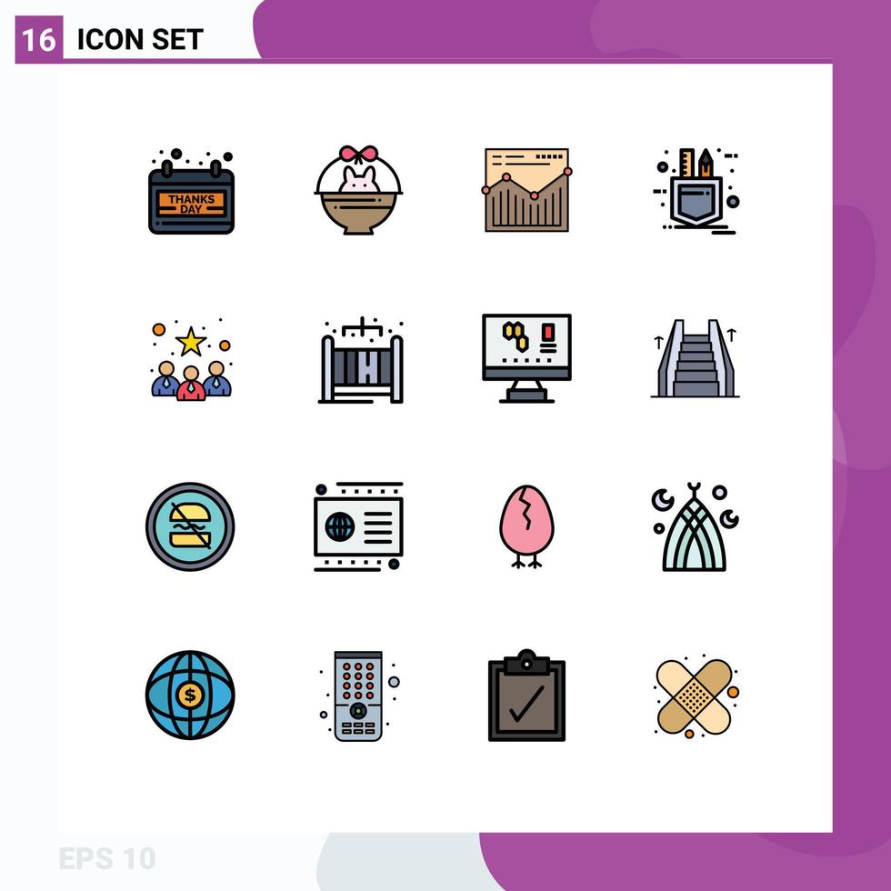 Set of 16 Vector Flat Color Filled Lines on Grid for candidates sketch analysis tools patch Editable Creative Vector Design Elements
