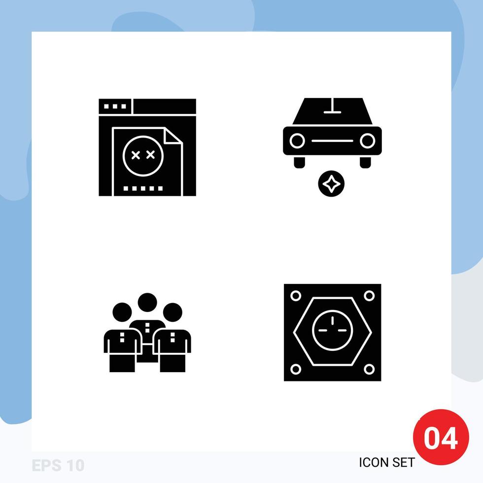 User Interface Solid Glyph Pack of modern Signs and Symbols of error group car vehicles protection Editable Vector Design Elements
