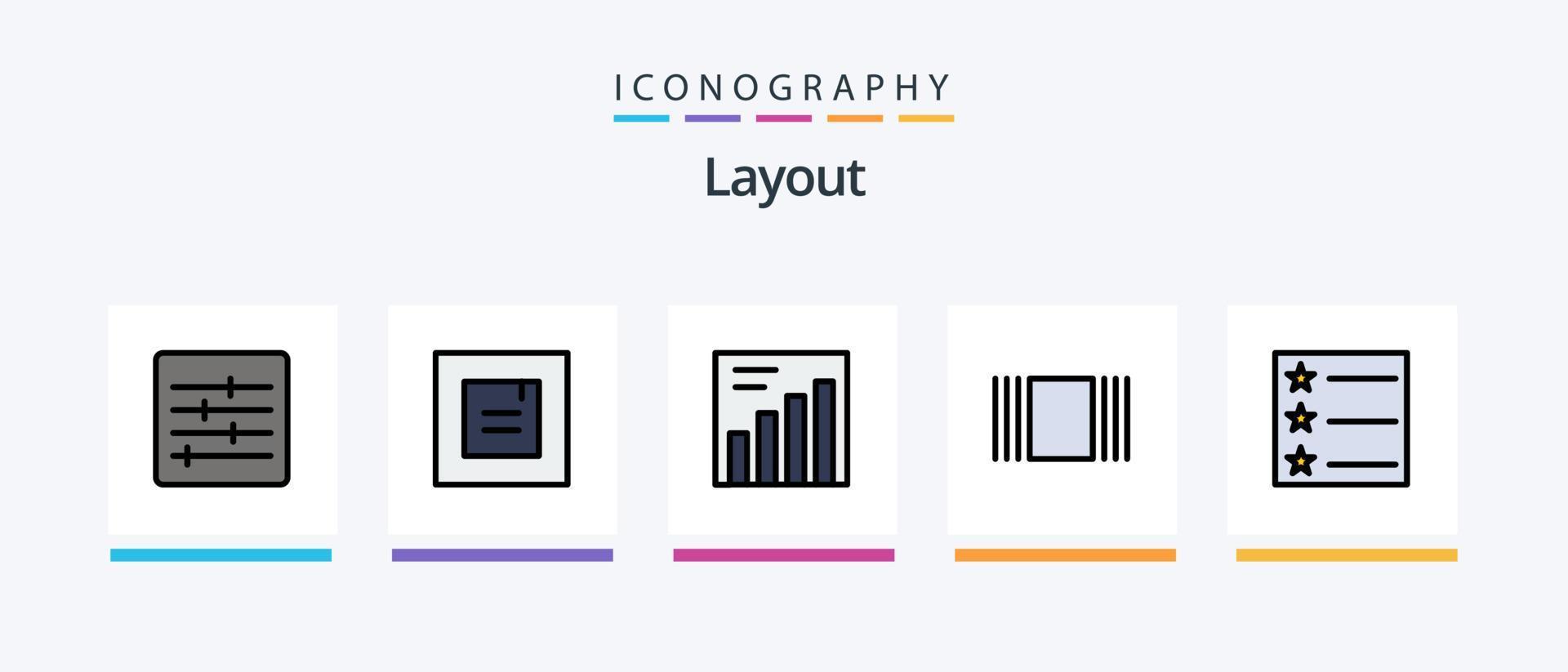 Layout Line Filled 5 Icon Pack Including . layout. view. Creative Icons Design vector