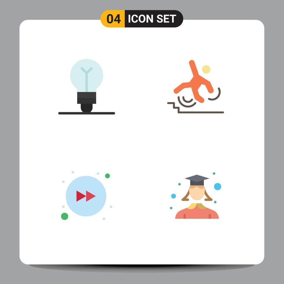 Mobile Interface Flat Icon Set of 4 Pictograms of achievement arrow wreath failed right Editable Vector Design Elements