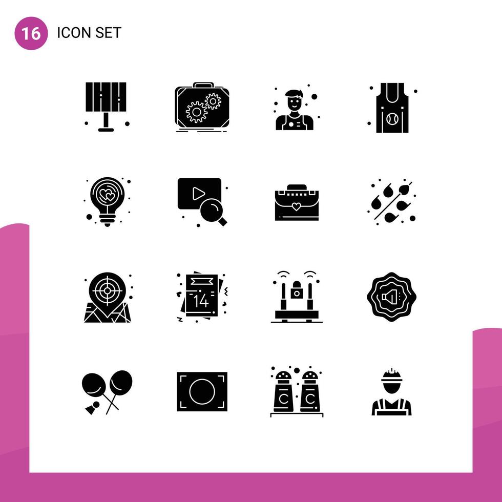 Modern Set of 16 Solid Glyphs and symbols such as energy team work sports basketball Editable Vector Design Elements