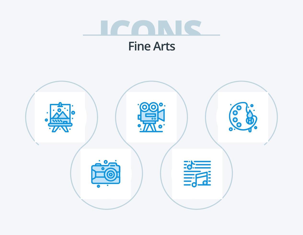 Fine Arts Blue Icon Pack 5 Icon Design. paint. art. sound. camera. paint vector