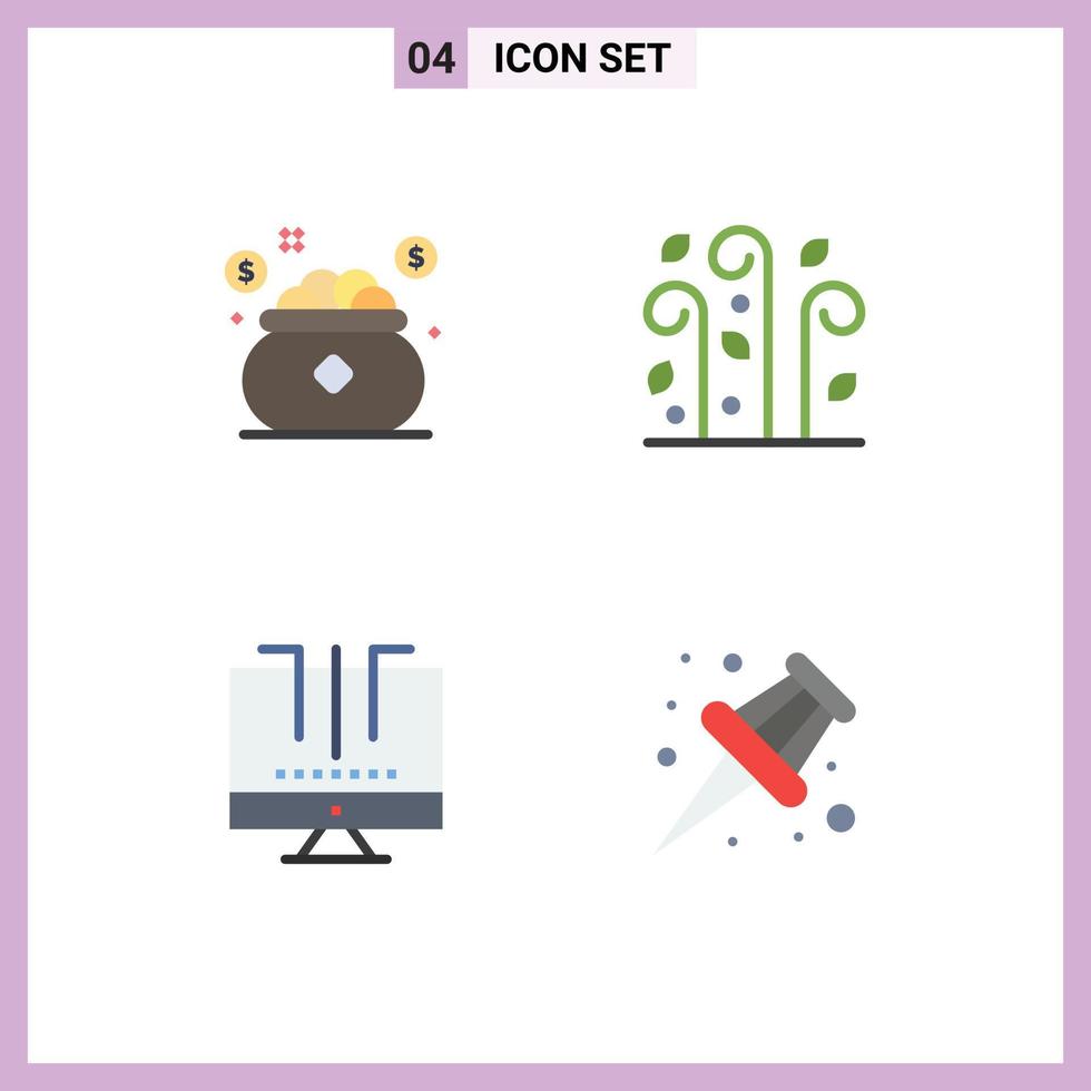 Editable Vector Line Pack of 4 Simple Flat Icons of insurance connections save leaves media Editable Vector Design Elements