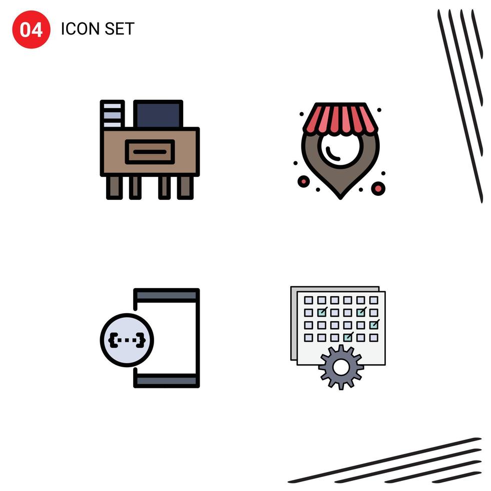 4 Creative Icons Modern Signs and Symbols of desk development location app event Editable Vector Design Elements