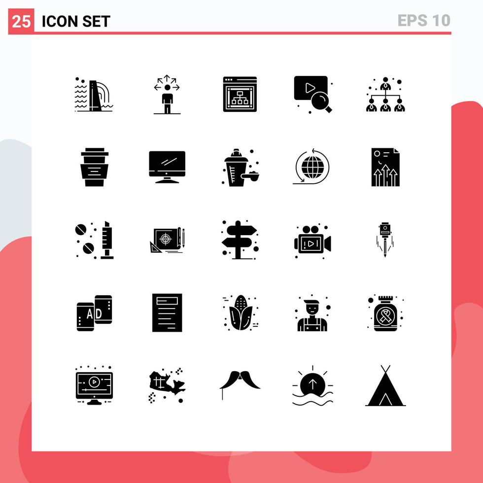 Universal Icon Symbols Group of 25 Modern Solid Glyphs of leader business marketing search web Editable Vector Design Elements