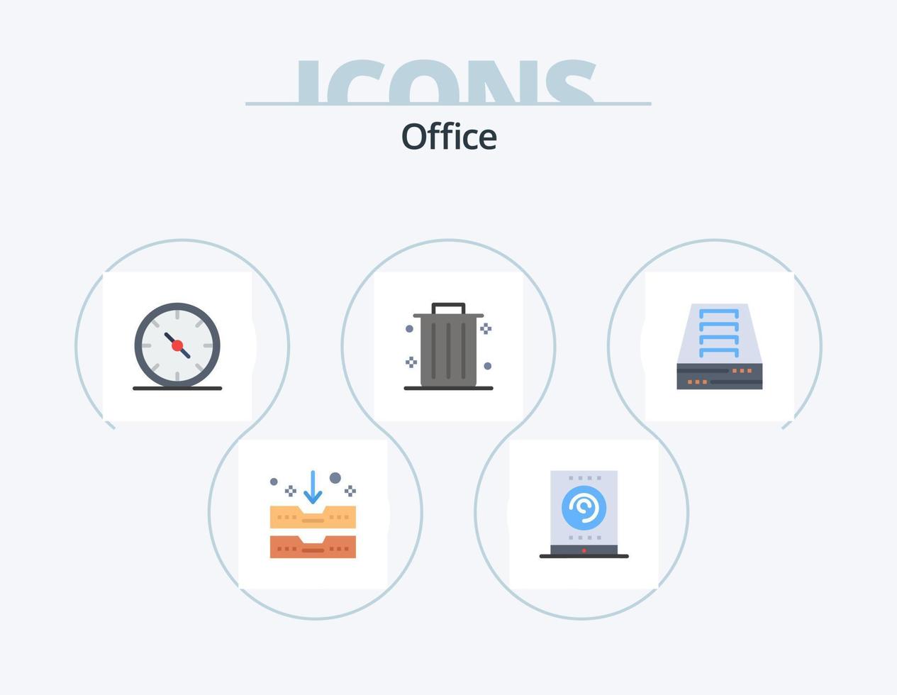 Office Flat Icon Pack 5 Icon Design. . . archive drawer. tablet. radio vector