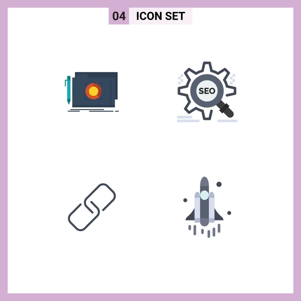 User Interface Pack of 4 Basic Flat Icons of folder clip file target pin Editable Vector Design Elements