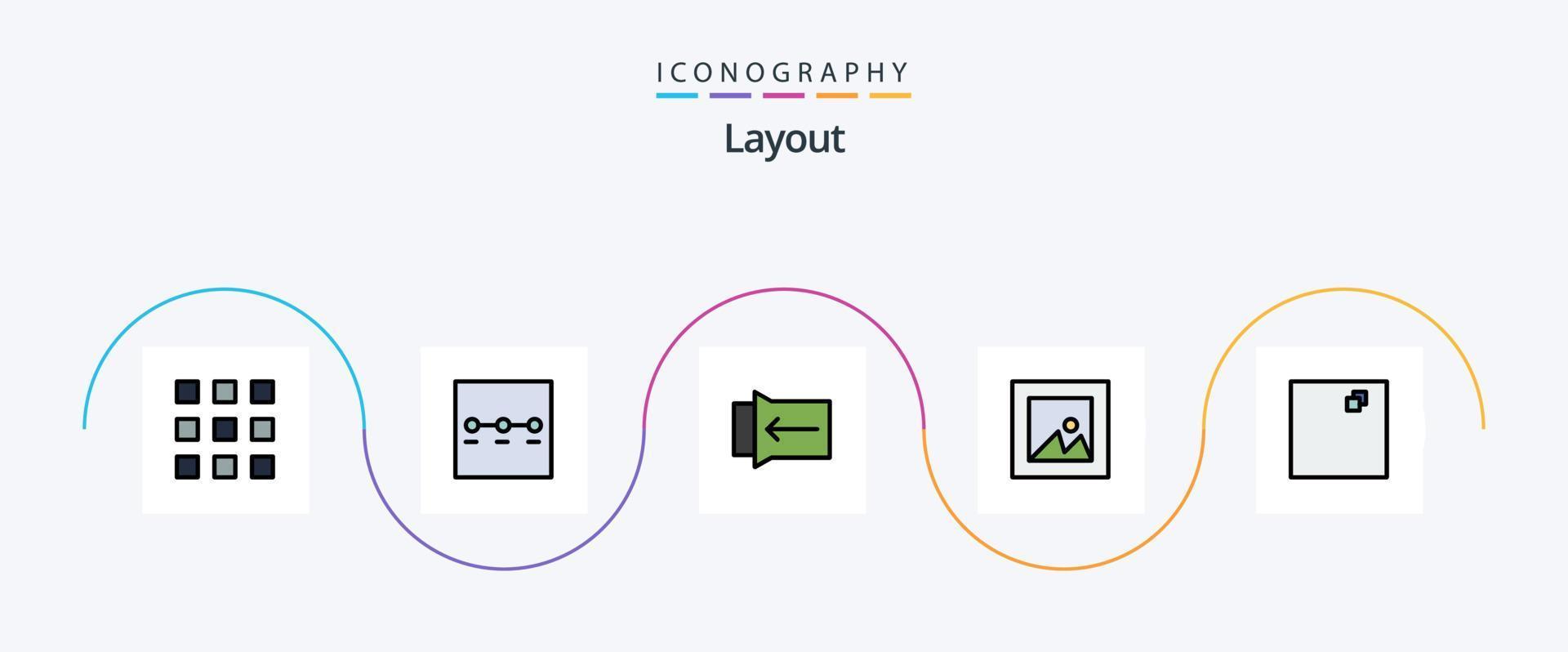 Layout Line Filled Flat 5 Icon Pack Including . image. view vector