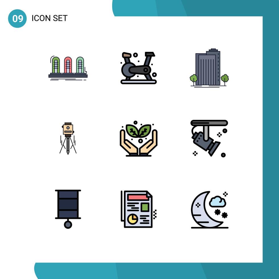 Stock Vector Icon Pack of 9 Line Signs and Symbols for level building gym laser city Editable Vector Design Elements