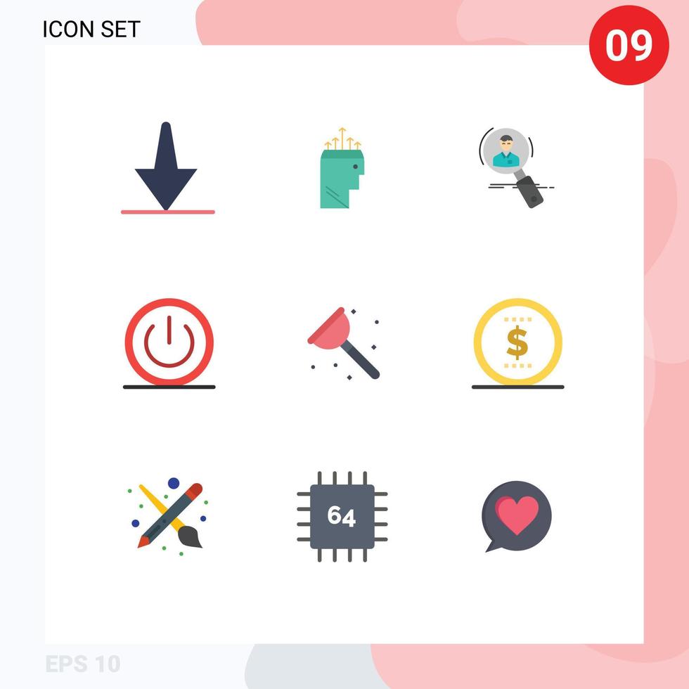 9 Universal Flat Colors Set for Web and Mobile Applications power off employee basic resources Editable Vector Design Elements