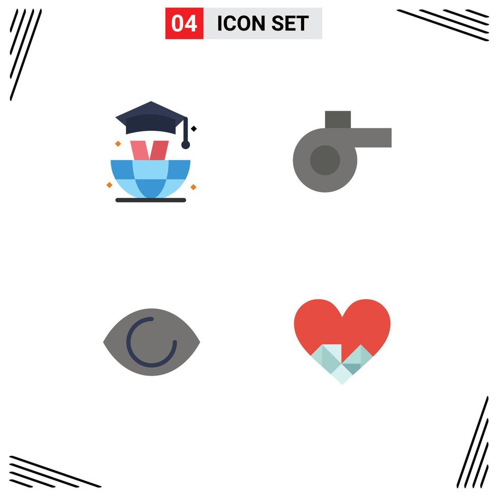 Modern Set of 4 Flat Icons Pictograph of world heart sport face like Editable Vector Design Elements