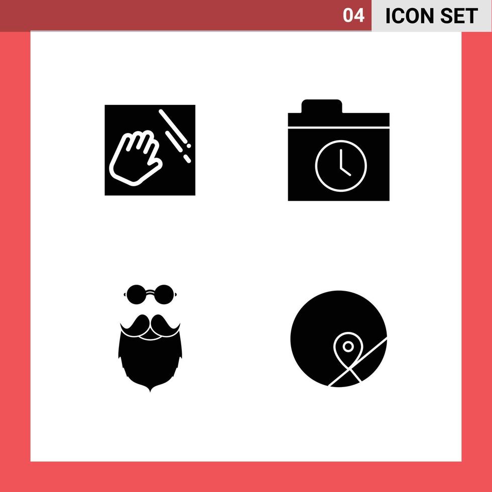 4 Solid Glyph concept for Websites Mobile and Apps cleaning movember housekeeping history men Editable Vector Design Elements