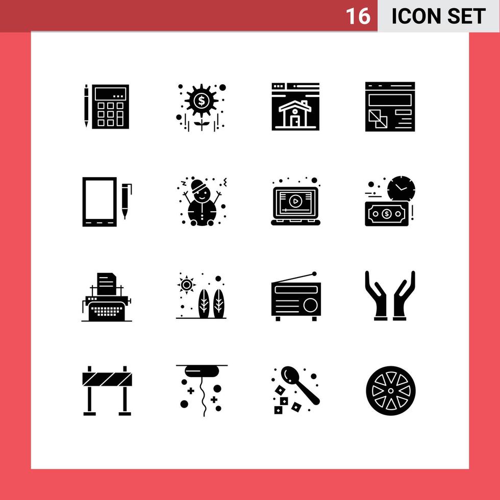 16 Creative Icons Modern Signs and Symbols of development browser management design home Editable Vector Design Elements