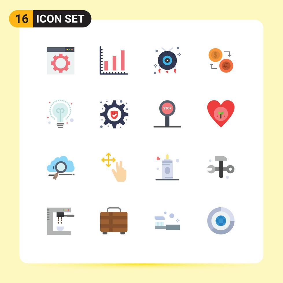 16 User Interface Flat Color Pack of modern Signs and Symbols of money finance necklace euro currency Editable Pack of Creative Vector Design Elements