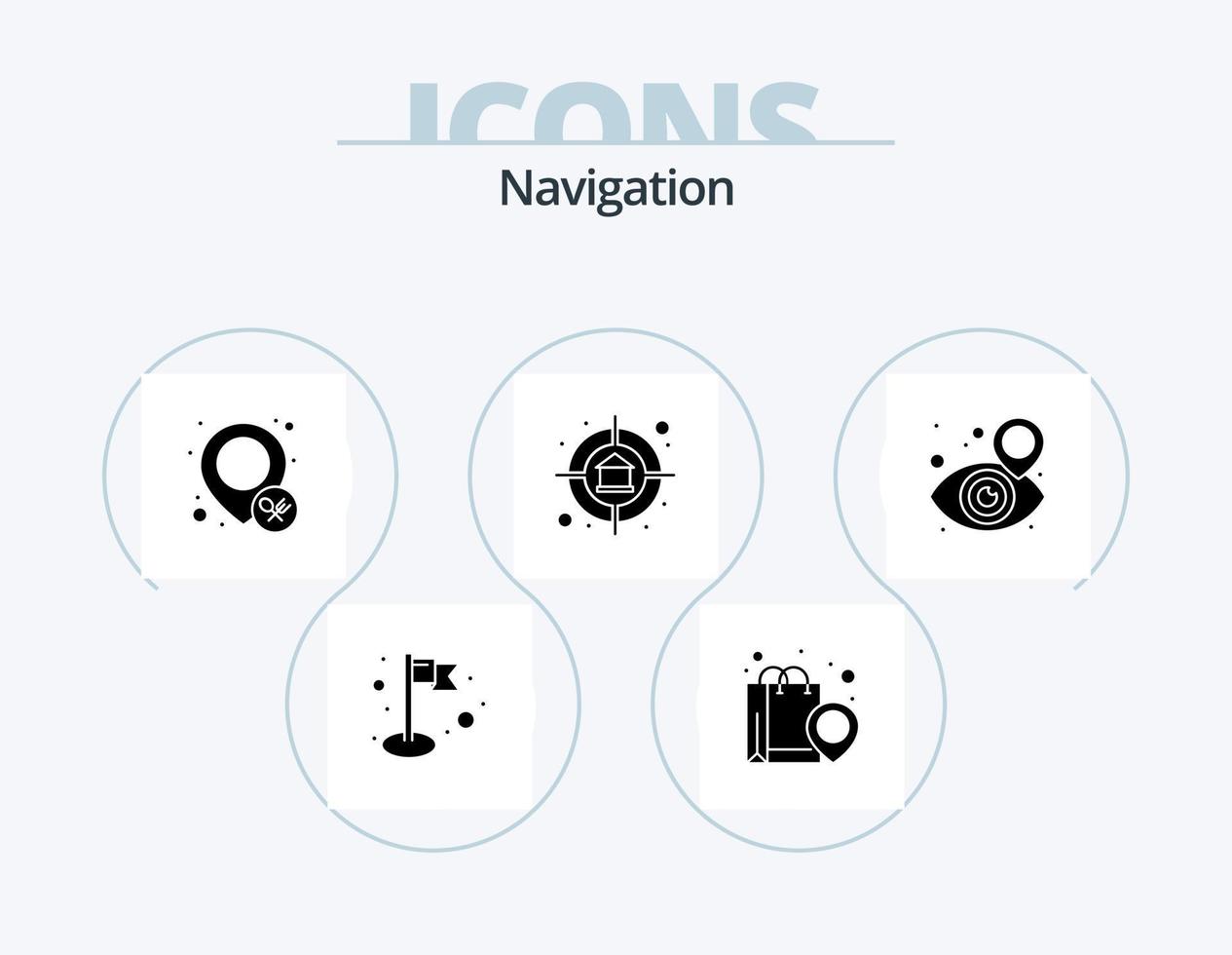 Navigation Glyph Icon Pack 5 Icon Design. location. target. restaurant. smart. home vector