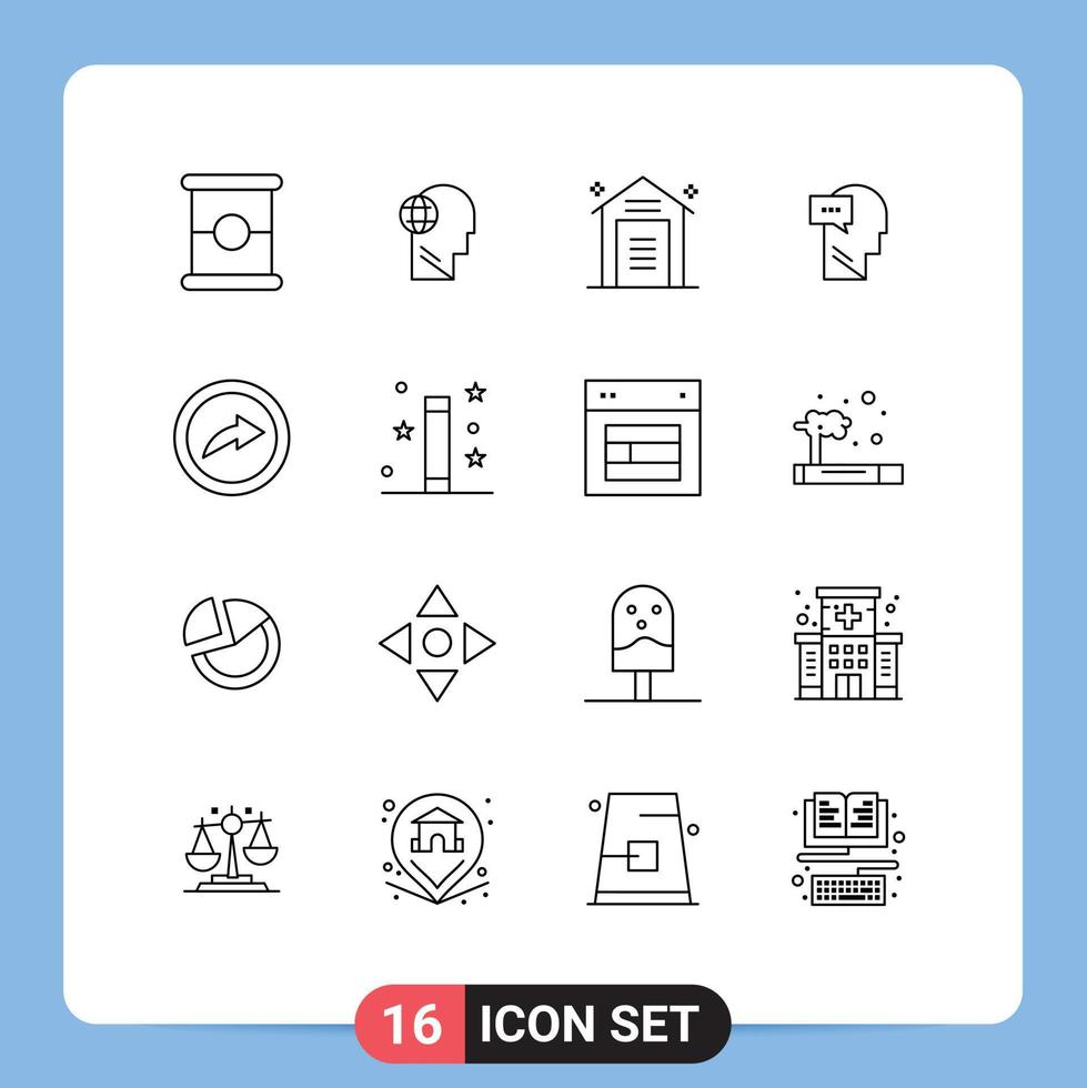 Pack of 16 creative Outlines of export inner e commerce dialog warehouse Editable Vector Design Elements