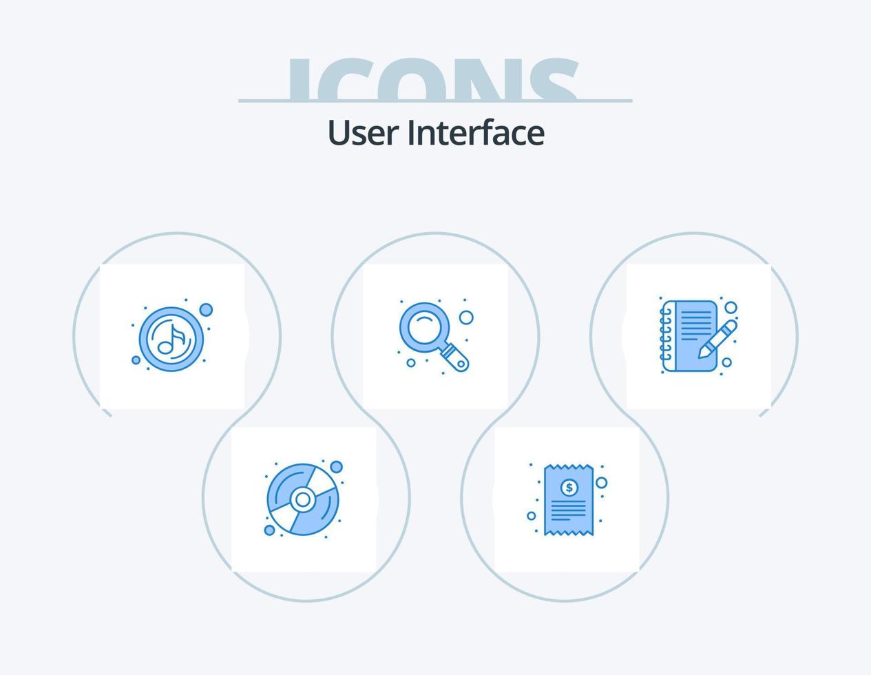 usuario interfaz azul icono paquete 5 5 icono diseño. . editar. jugar. libro. buscar vector