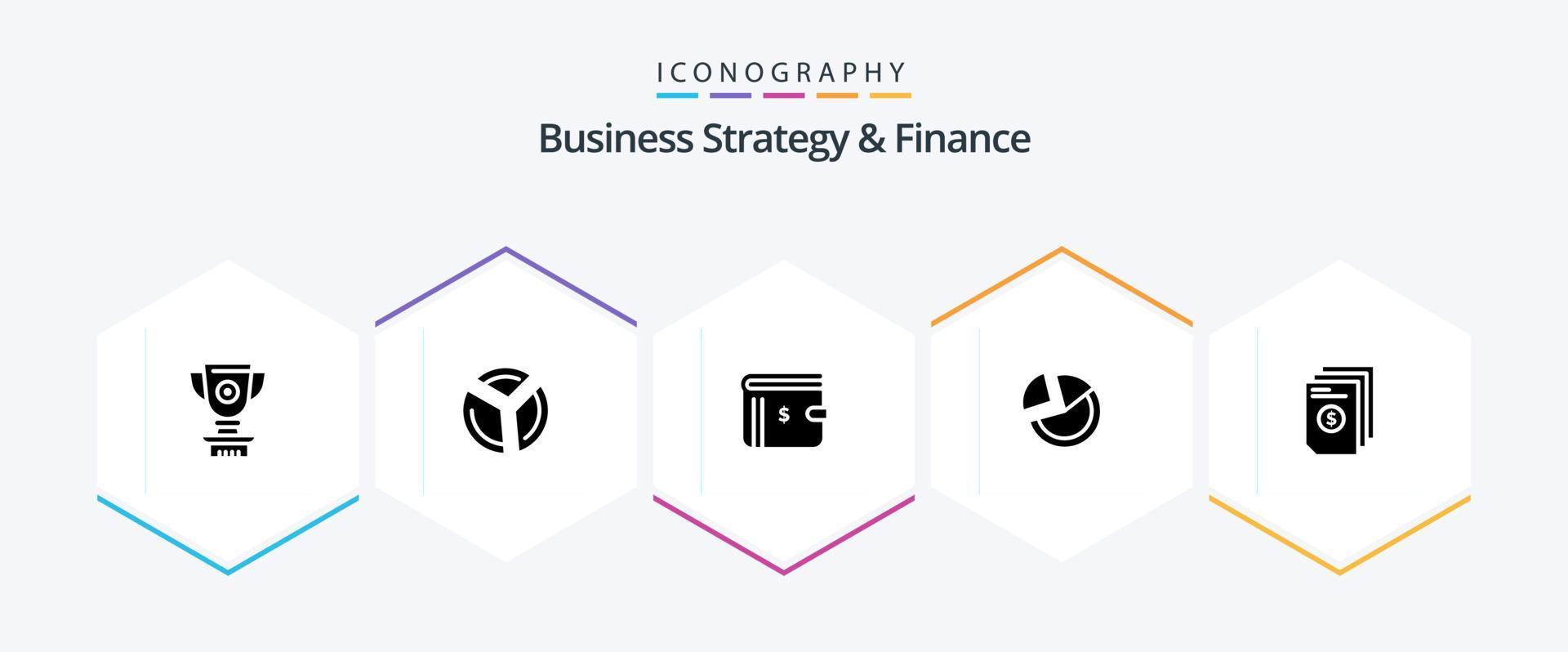 negocio estrategia y Finanzas 25 glifo icono paquete incluso . efectivo . grafico . dólar . billetera vector