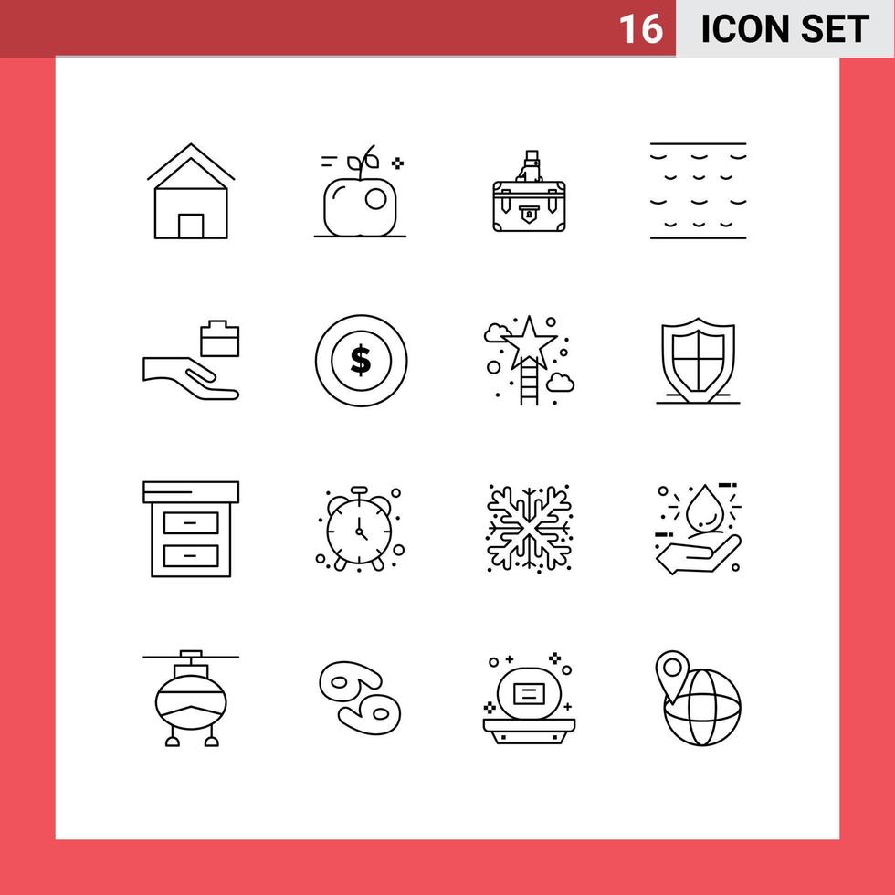 Pack of 16 creative Outlines of water portfolio science marketing case Editable Vector Design Elements