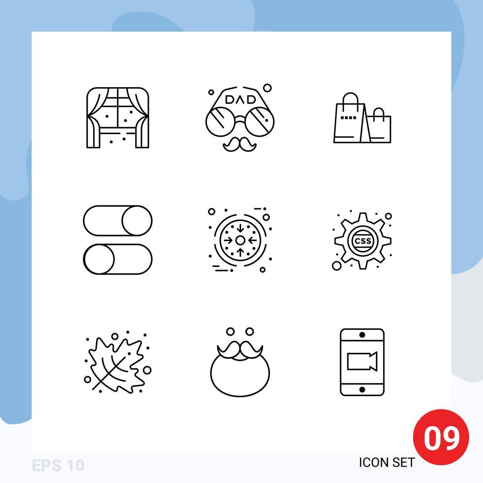 Outline Pack of 9 Universal Symbols of settings loading fathers day layout shop Editable Vector Design Elements