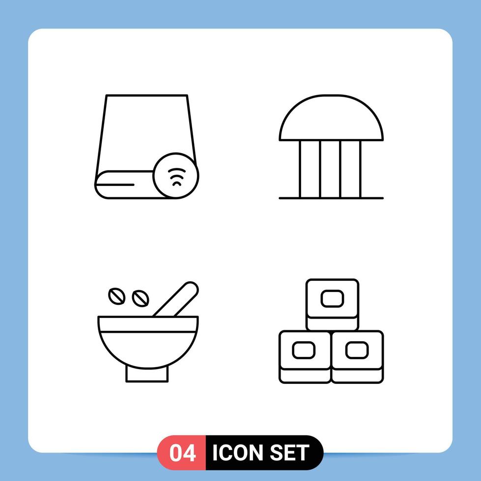 Modern Set of 4 Filledline Flat Colors and symbols such as computers courthouse gadget court herbs Editable Vector Design Elements