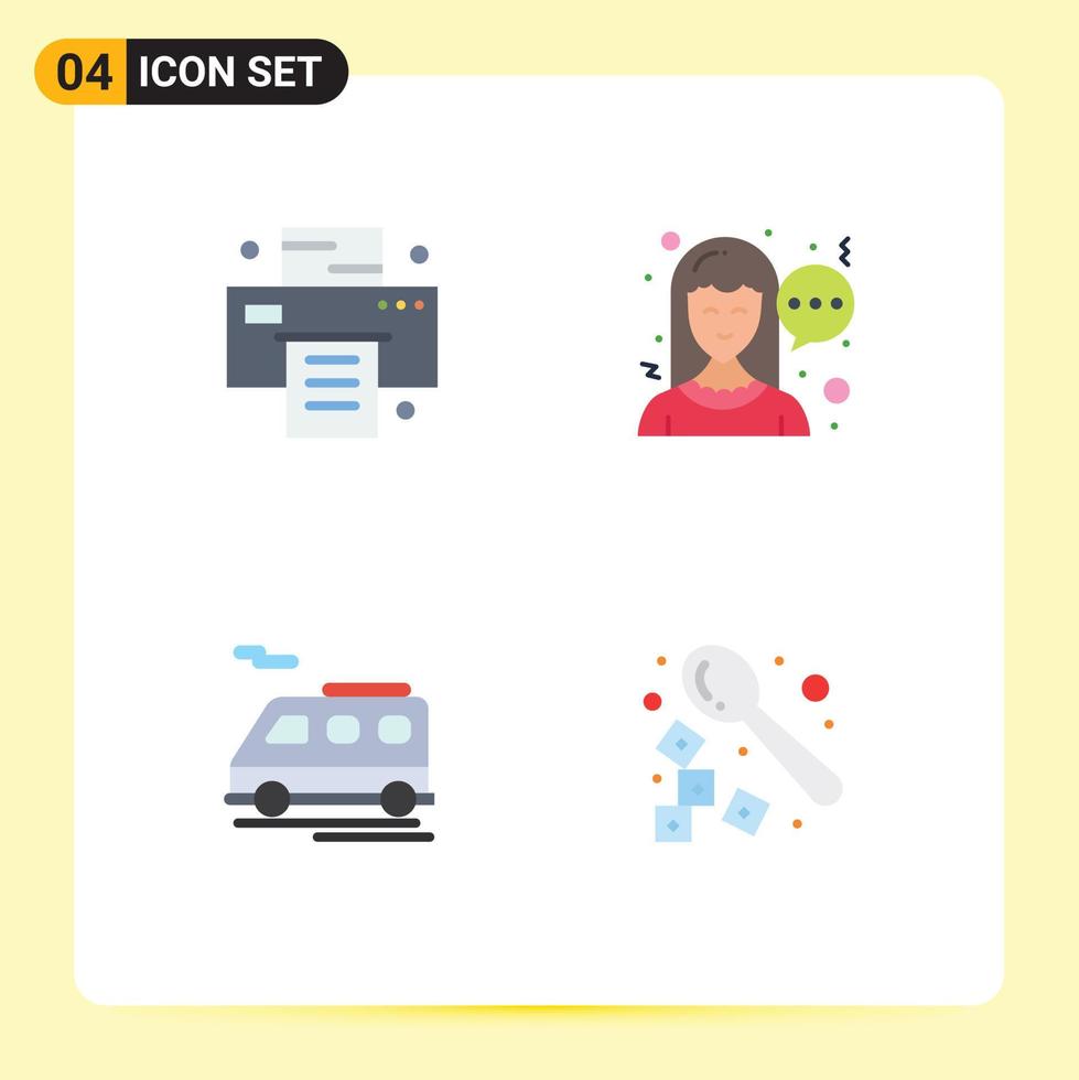Set of 4 Modern UI Icons Symbols Signs for office barista chat bus drink Editable Vector Design Elements