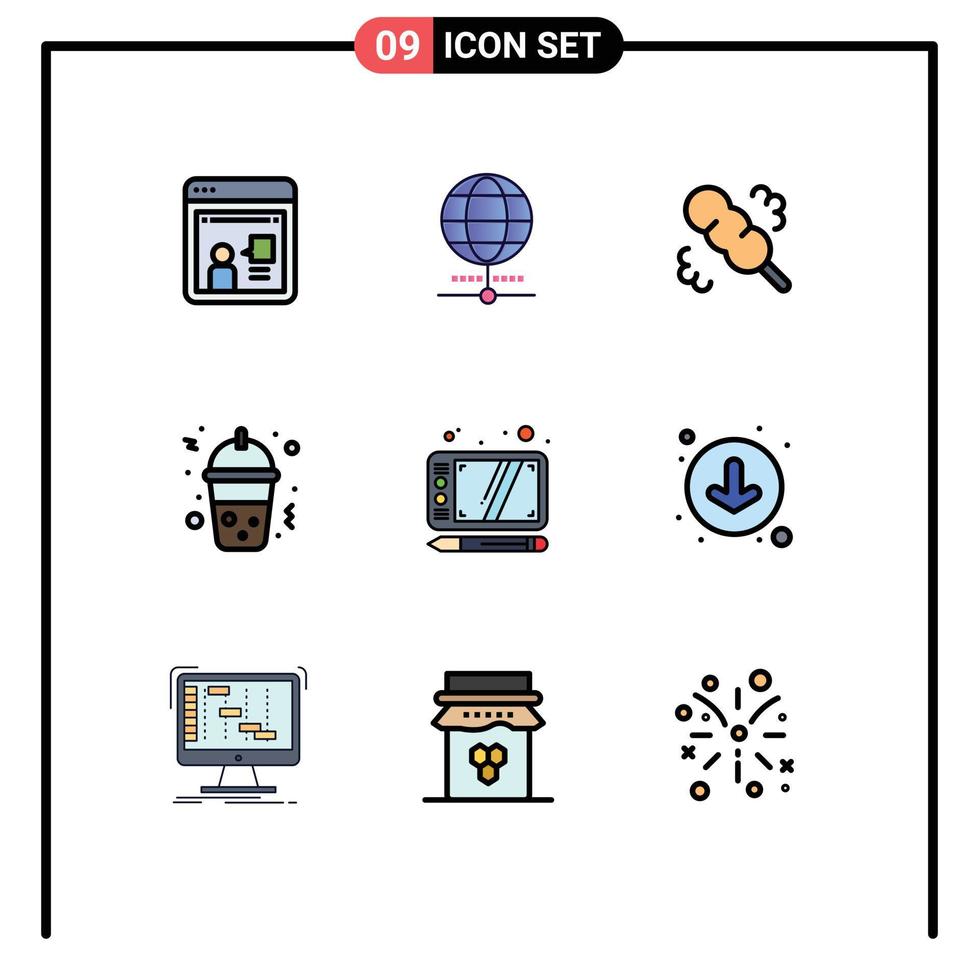 9 Creative Icons Modern Signs and Symbols of arrows draw broom design fast food Editable Vector Design Elements
