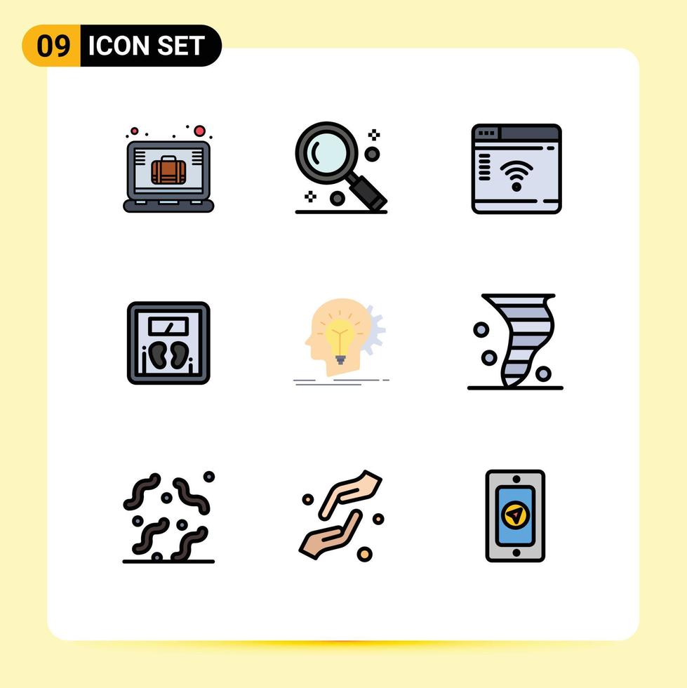 9 User Interface Filledline Flat Color Pack of modern Signs and Symbols of creative weight ui scale webpage Editable Vector Design Elements