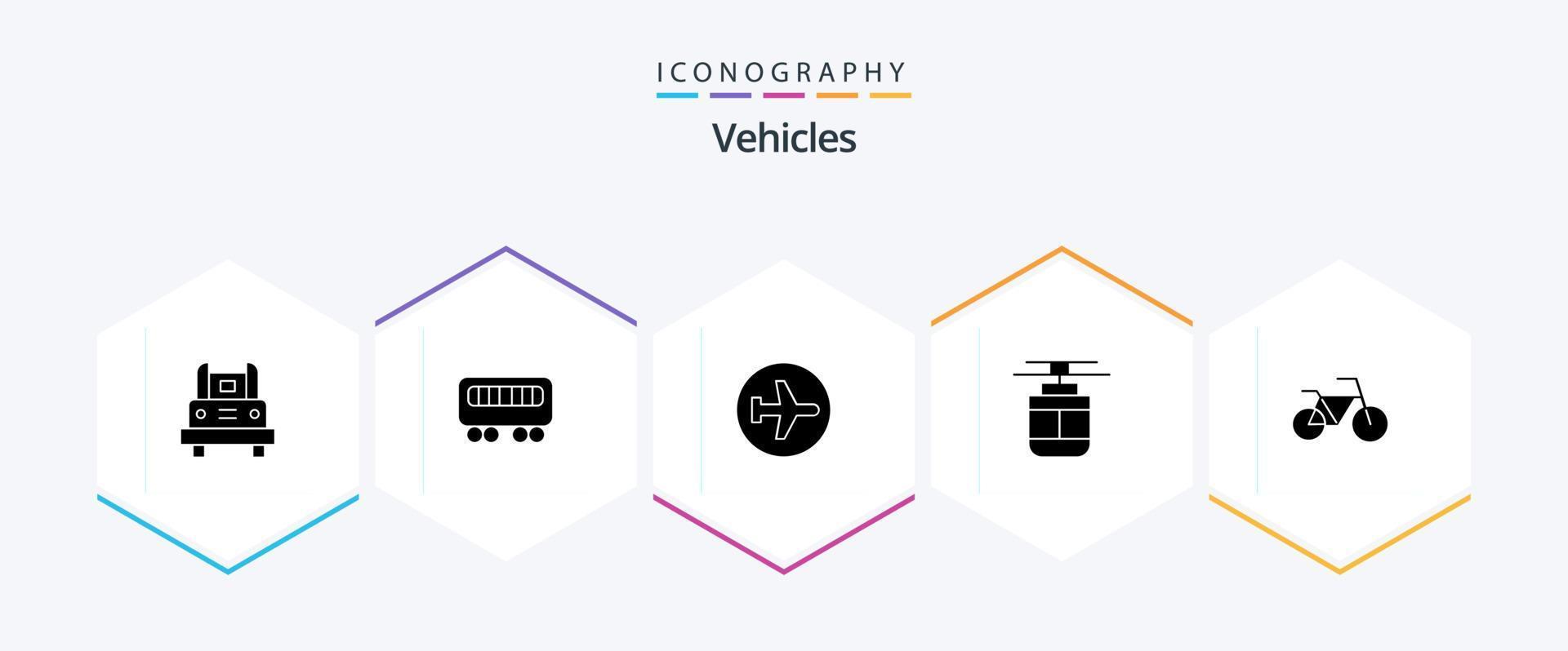 Vehicles 25 Glyph icon pack including vehicles. tram. aero plane. outline. sign vector