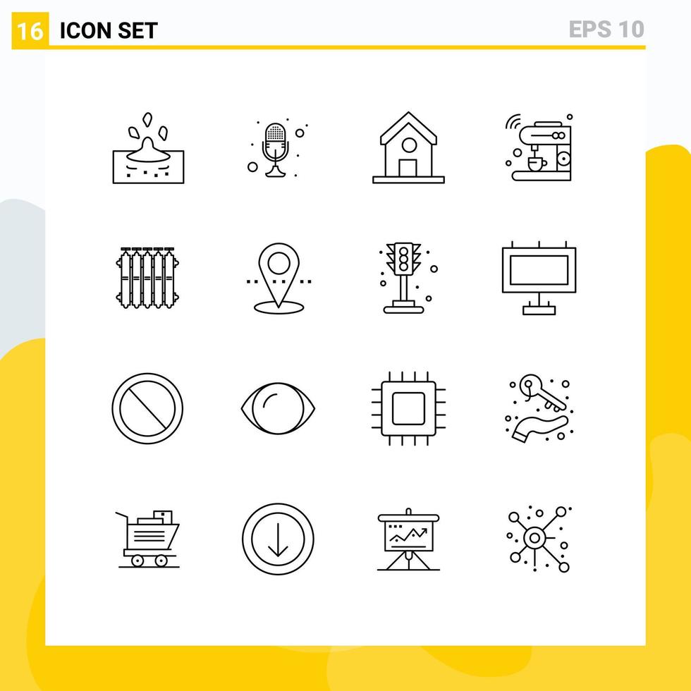 Set of 16 Commercial Outlines pack for wifi iot talk internet science Editable Vector Design Elements