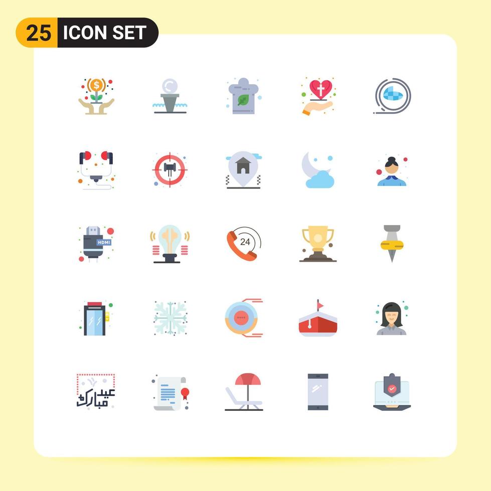 Set of 25 Modern UI Icons Symbols Signs for christian care heart hit hand hat Editable Vector Design Elements