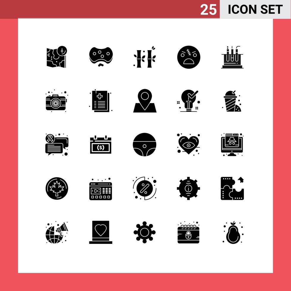 Solid Glyph Pack of 25 Universal Symbols of spooky halloween medical dead chinese Editable Vector Design Elements